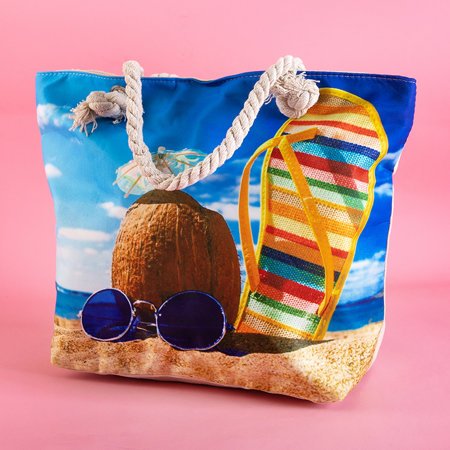 Viacfarebná plážová taška s sviatočnou potlačou - Kabelky