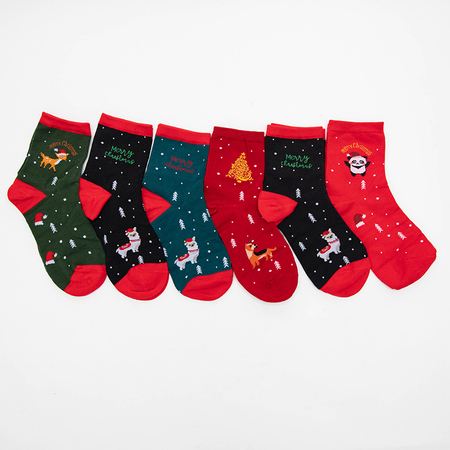 Vianočné ponožky v krabičke 6 ks / balenie - Spodná bielizeň