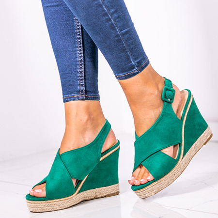 Zelené sandály na vysokém klínu Olpia-Shoes 1