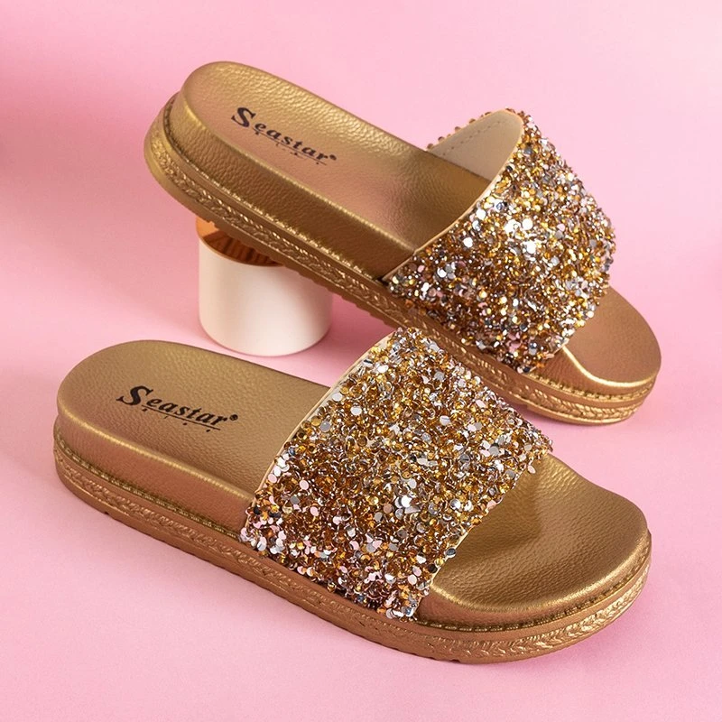 Zlaté dámske sandále so zirkónmi Aisidora - Obuv