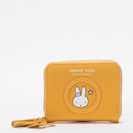 Žltá malá dámska peňaženka so zajačikom a príveskom na kľúče - Doplnky