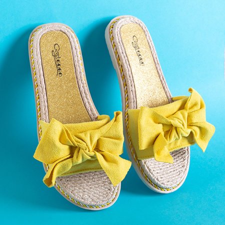 Žlté dámske papuče s mašličkou Bliu - Obuv