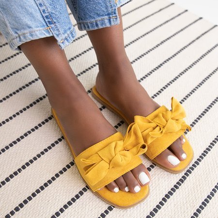 Žlté dámske papuče s mašličkou Bonjour - Obuv