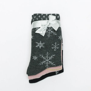 3 / balenie viacfarebné dámske vianočné ponožky - Spodná bielizeň