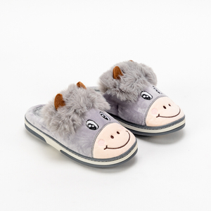 Animmes šedé býčie papuče pre deti - obuv