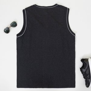 Bavlnené čierne pánske tričko bez rukávov - Oblečenie