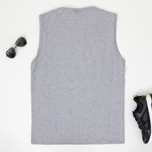 Bavlnené šedé pánske tričko bez rukávov - oblečenie