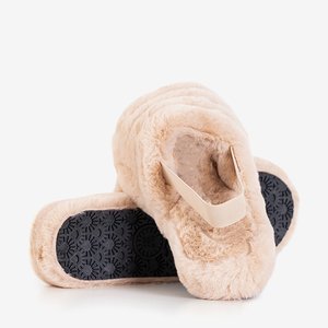 Béžové dámske kožušinové papuče Fornax - Topánky
