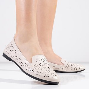 Béžové dámske prelamované valacké mokasíny - topánky