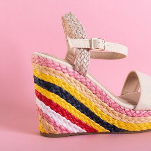 Béžové dámske sandále na farebnom kline Aropaho - Obuv