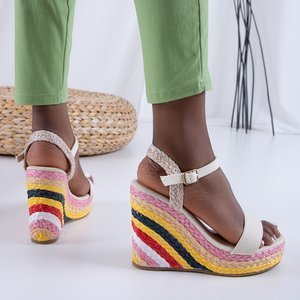 Béžové dámske sandále na farebnom kline Aropaho - Obuv