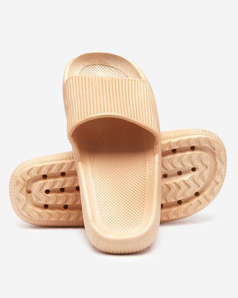 Béžové gumené papuče s razením Torika - Obuv