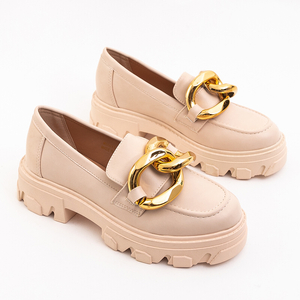 Béžové topánky so zlatým ornamentom Lygia - Obuv