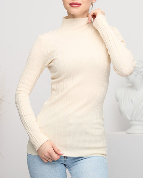 Béžový dámsky sveter s rolákom - Oblečenie