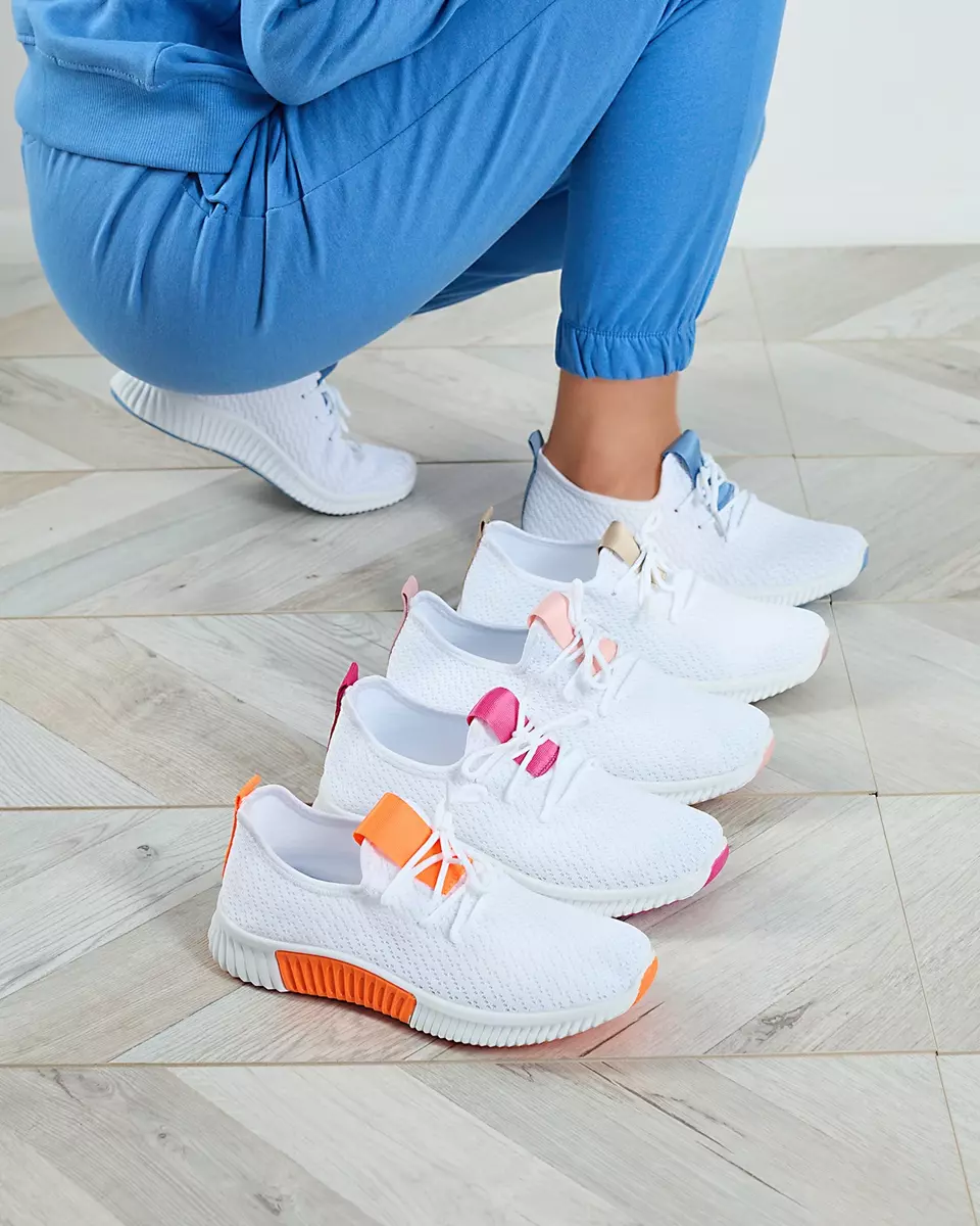 Biela dámska športová obuv s oranžovými vložkami Kedeti - Obuv