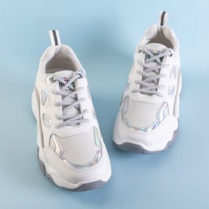 Biele a sivé dámske športové topánky s vložkami Rebina - Obuv