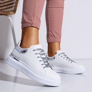 Biele a strieborné dámske športové topánky Pamelia - Oblečenie