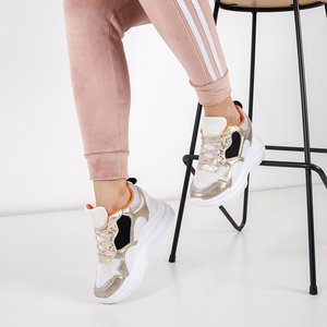 Biele a zlaté dámske športové klinové topánky Raven - Obuv