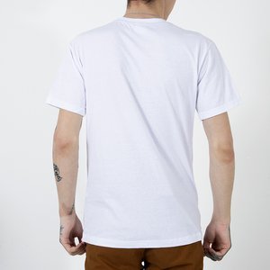Biele bavlnené pánske tričko zdobené potlačou a nápisom - Oblečenie