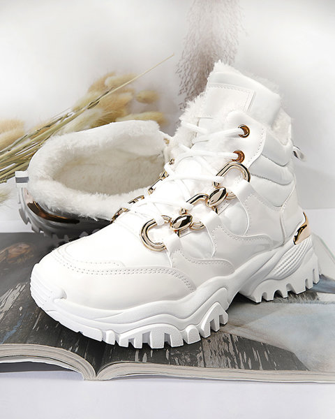 Biele dámske športové zimné topánky a'la trappers Mertika - Obuv