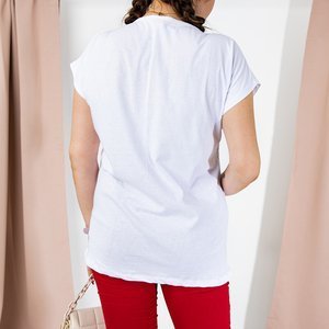 Biele dámske tričko s gréckym ornamentom PLUS SIZE - Oblečenie