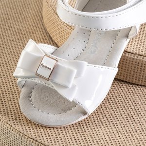 Biele detské sandále s mašličkou Meeo - Topánky
