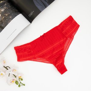 Brazílske nohavičky z červenej čipky - Spodná bielizeň