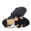 Černé sandály lemované třásněmi - obuv