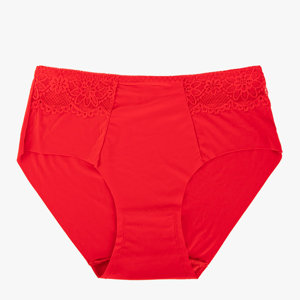 Červené čipkované nohavičky pre ženy PLUS VEĽKOSŤ - Spodná bielizeň