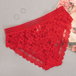 Červené čipkované nohavičky pre ženy - Spodná bielizeň