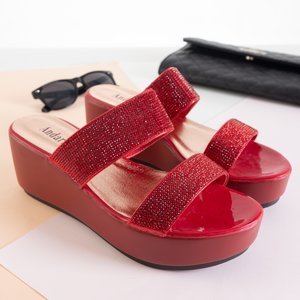 Červené dámske klinové sandále Andarina - Obuv