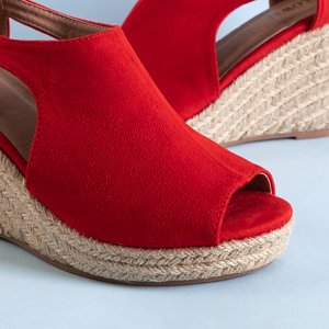 Červené dámske klinové sandále Lusia - Obuv