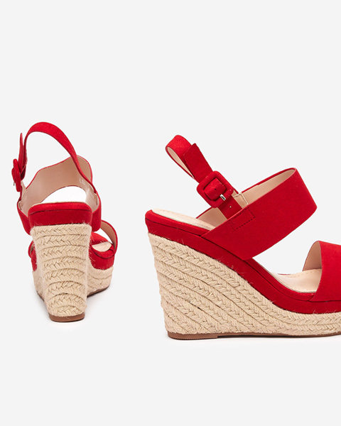 Červené dámske klinové sandále Netika - Obuv