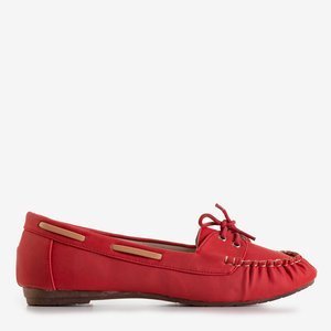 Červené dámske mokasíny s viazaním Norami - topánky