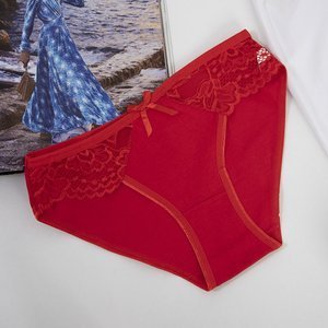 Červené dámske nohavičky s čipkou - Spodná bielizeň