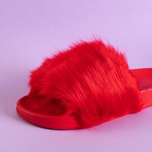 Červené dámske papuče s kožušinou Danita - Obuv