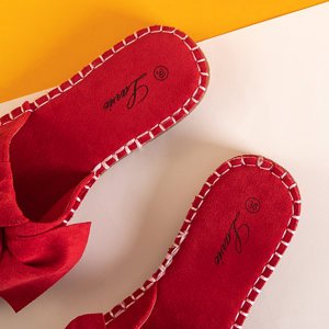 Červené dámske papuče s mašličkou Bonehas - Obuv