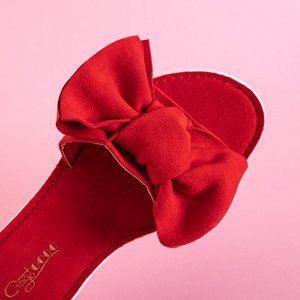 Červené dámske papuče s mašličkou od spoločnosti Nelesa - Obuv
