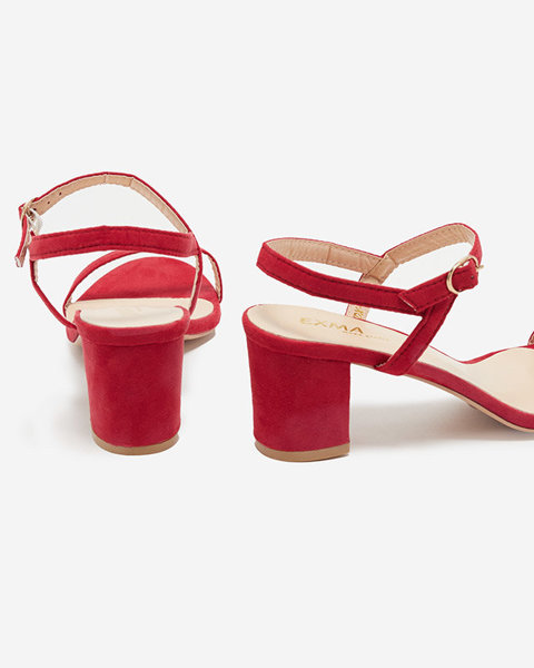 Červené dámske sandále Usopi na stĺpiku - Obuv