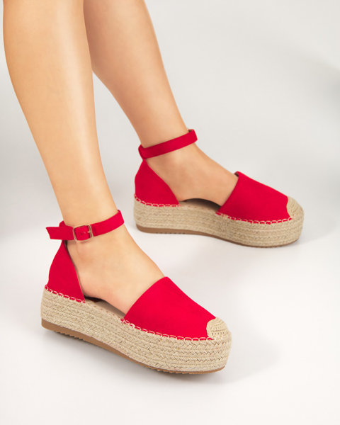 Červené dámske sandále a'la espadrilky na platforme Indira - Obuv