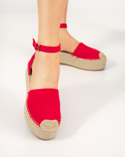 Červené dámske sandále a'la espadrilky na platforme Indira - Obuv