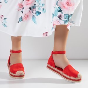 Červené dámske sandále a'la espadrilky na platforme Palira-Shoes