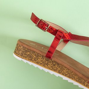Červené dámske sandále na klinovom podpätku Oprah - Obuv