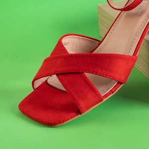 Červené dámske sandále na nízkom štvorcovom stĺpiku Cefernia - Obuv