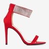 Červené dámské sandály na vysokém podpatku s Klisonovou krychlovou zirkonií - Obuv 1