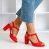 Červené dámské sandály na vyšší sloupek Morata - obuv 1