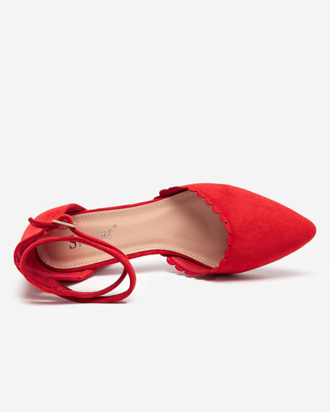 Červené dámske semišové sandále na stĺpiku Ametis - Obuv