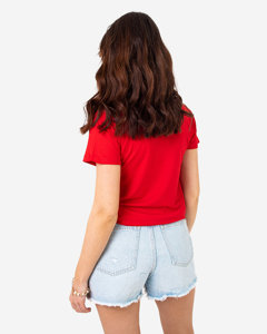 Červené dámske tričko s potlačou – oblečenie