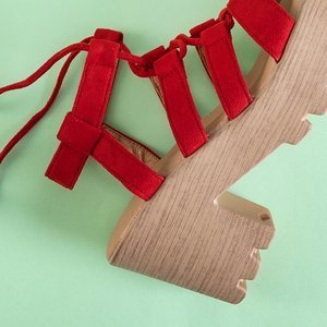 Červené dámske viazané sandále na stĺpiku Tili - Obuv