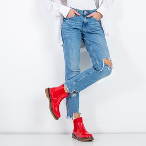 Červené lakované dámske čižmy značky Matens - Footwear